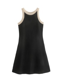 Fashion Black Black And White Contrast Sleeveless Knit Tank Top Dress