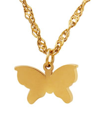 Fashion Butterfly Titanium Steel Gold Plated Butterfly Necklace