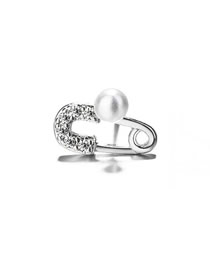 Fashion One Pin And Diamond Stud Earrings (white Gold With Ear Plugs) Brass Diamond Pin Ear Cuffs