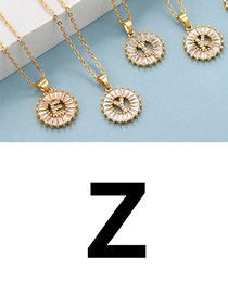 Fashion Z Bronze Zirconium 26 Letter Round Necklace