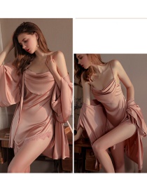 Fashion 1690 Rose Gold (robe + Belt) Polyester Solid Color Robe