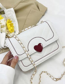 Fashion White Trumpet Pu Embroidered Thread Heart Flap Crossbody Bag