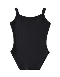 Fashion Black Solid Color Fishtail Hem One-piece Vest
