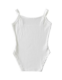 Fashion White Solid Color Fishtail Hem One-piece Vest