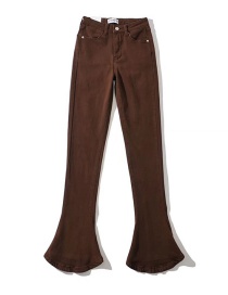 Fashion Brown Flared Horseshoe Jeans