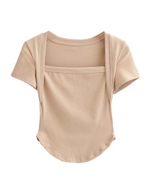 Fashion Milk Coffee Color Solid Color Curved Short Sleeves