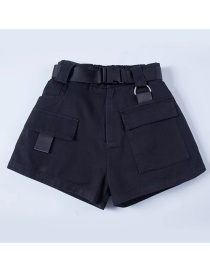 Fashion Black Cotton Cargo Shorts