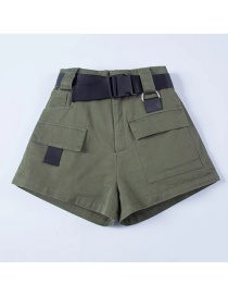 Fashion Army Green Cotton Cargo Shorts