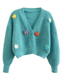 Suéter Tipo Cárdigan De Punto Floral Con Bloques De Colores