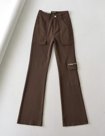 Fashion Brown Washed Denim Cargo Trousers
