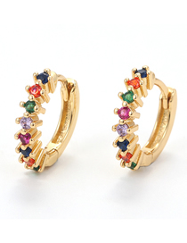 Fashion Mixed Color Copper Gold Plated Zirconium Geometric Round Earrings