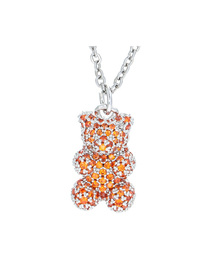 Fashion White Gold-orange Zirconium Brass And Diamond Bear Necklace