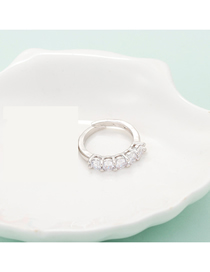 Fashion Platinum-white Zirconium Brass Set Round Zirconium Ring