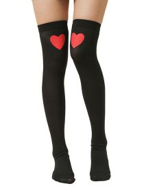 Fashion Black Heart Halloween Print Heart Stockings
