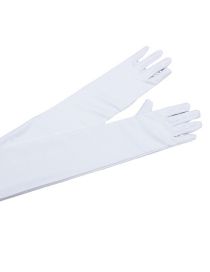 Fashion White Long Gloves Polyester Extended Sunscreen Gloves