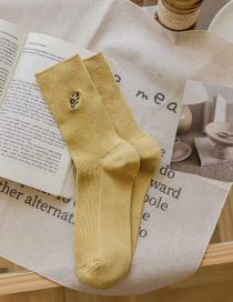 Fashion Yellow Embossed Cotton Socks
