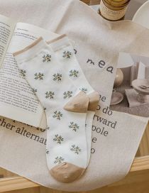Fashion White Embossed Cotton Socks