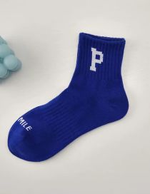 Fashion Blue Letter Embroidered Socks