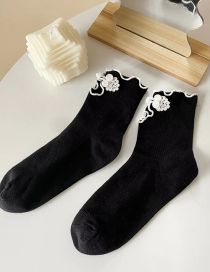 Fashion Black White Fungus Guopan Buckle Fungus Edge Cotton Socks