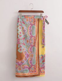 Fashion Pattern Polyester Lace-up Print Skirt