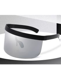 Fashion Black Frame White Mercury Pc Integrated Large Frame Sunglasses