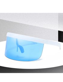 Fashion White Frame Transparent Blue Film Pc Integrated Large Frame Sunglasses