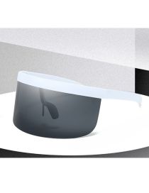 Fashion White Frame Grey Sheet Pc Integrated Large Frame Sunglasses