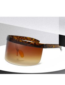 Fashion Tortoiseshell Frame Gradient Tea Pc Integrated Large Frame Sunglasses