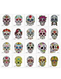 Fashion W-flower Skull Set (20 Sheets) (2 Sets Of Batches) Children's Cartoon Halloween Flower Arm Tattoo Stickers