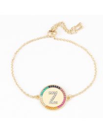 Fashion Z Alloy Diamond 26 Letter Round Bracelet