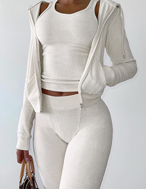 Fashion Off-white Coat Hooded Zip Cardigan Jacket