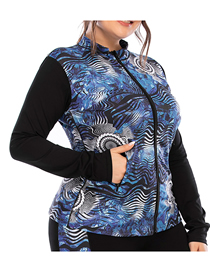 Fashion 12051 [long-sleeved Cardigan] Nylon Print Zip Jacket