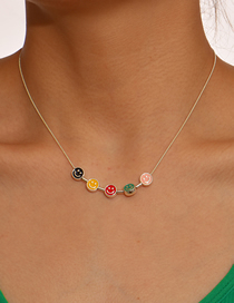 Fashion Color Alloy Drip Oil Smiley Necklace