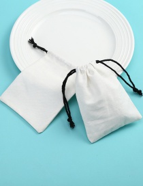 Fashion White Cotton Black Rope 7*9cm Cotton Drawstring Drawstring Jewelry Bag