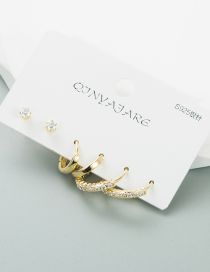 Fashion Gold Copper Zirconium Geometric Earrings Set