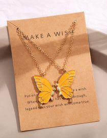 Fashion Yellow Alloy Butterfly Necklace
