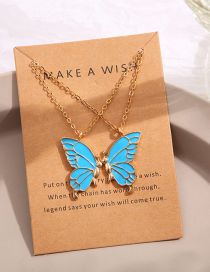 Fashion Blue Alloy Butterfly Necklace