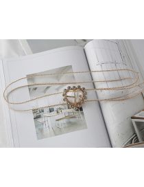 Fashion Love Rhinestone Transparent (car Gold Edge Beads) Pvc Diamond Heart Buckle Transparent Belt