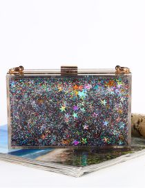 Fashion Color Double Sided Liquid Quicksand Acrylic Clear Clutch