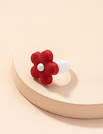 Fashion R478-red Acrylic Geometric Flower Ring Ring