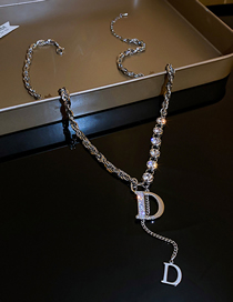 Fashion Silver Alloy Diamond Letter Necklace