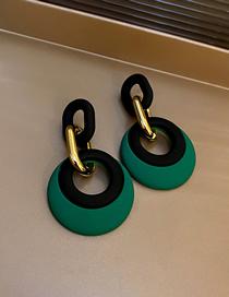 Fashion Green Geometric Contrast Circle Earrings