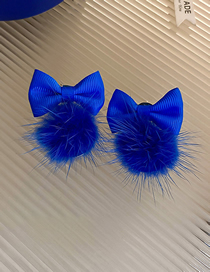 Fashion 1#blue Geometric Bow Hair Ball Earrings