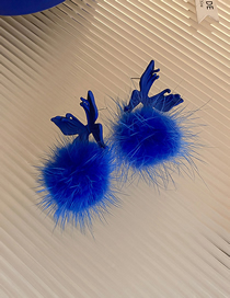 Fashion 3#blue Geometric Butterfly Fur Ball Earrings