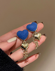 Fashion 8#blue Geometric Love Chain Tassel Stud Earrings