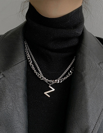 Fashion The Letter Z Titanium Steel Letter Double Necklace
