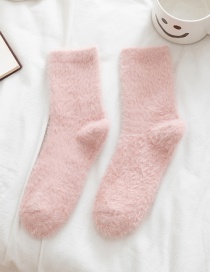 Fashion Pink Mink Fleece Plus Fleece Tube Socks