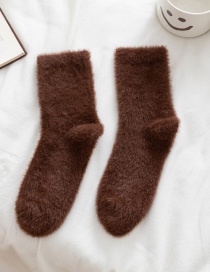 Fashion Deep Coffee Mink Fleece Plus Fleece Tube Socks