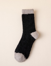 Fashion Black Plush Color Block Tube Socks