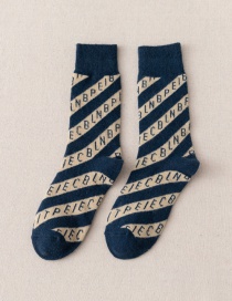 Fashion Navy Letter Print Wool Socks